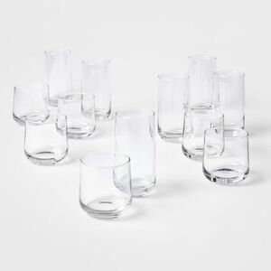 12pc Glass Double Old Fashion and Highball Glasses Set
